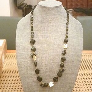 Black Freeform Necklace w/ Gold Accent Beads - Pre-loved (29"-33")